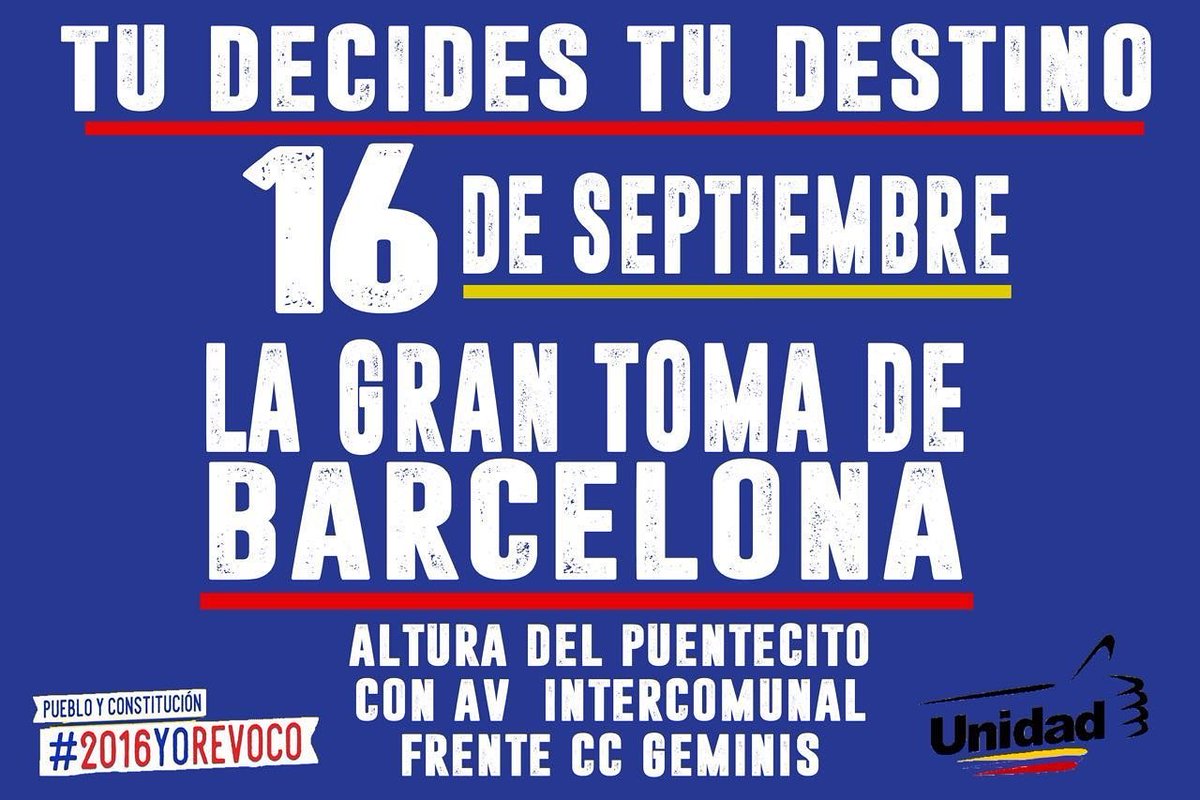 CordovaLuis28's tweet photo. #La GranTomaDeBarcelona este 16 de septiembre. !Exijamos #RevocatorioYA2016 ! https://t.co/q2Qq4LFwYX