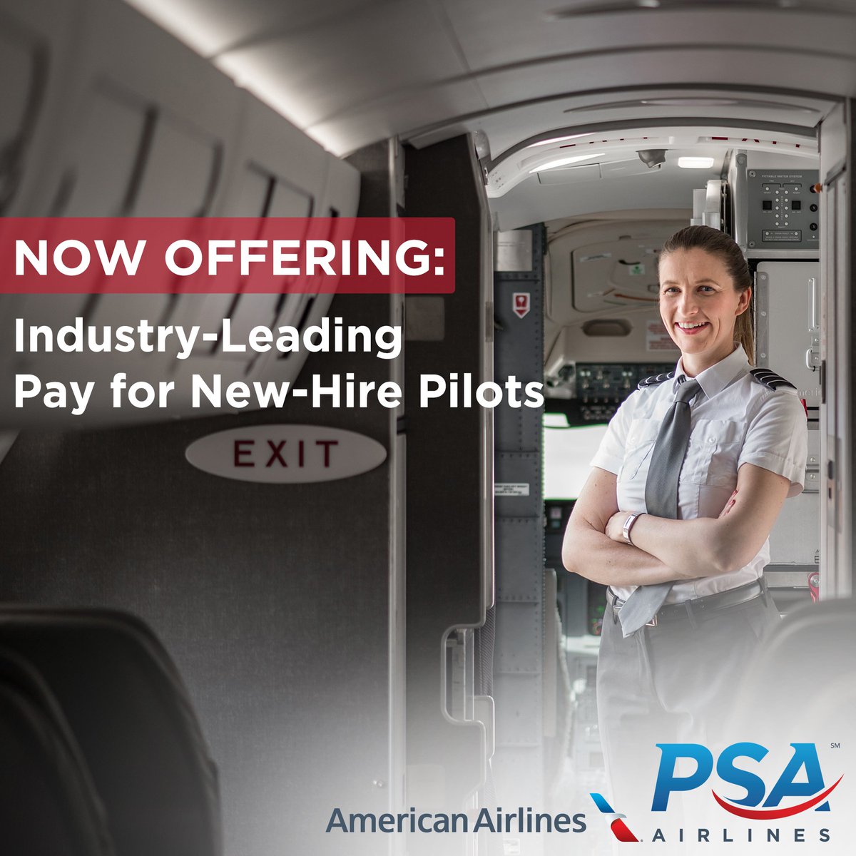 PSAAirlinesInc's tweet photo. Earn up to $58,500 first-year pay at PSA! #psapilot #pilotlife https://t.co/oOB3xhYsmL https://t.co/9Upyv4Z9w1