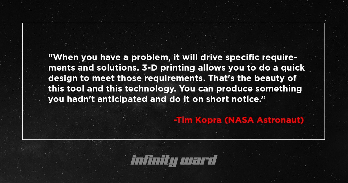 InfinityWard's tweet image. Faced with a challenging problem in space? 3-D printing might be the solution. nasa.gov/mission_pages/… #Space #3D