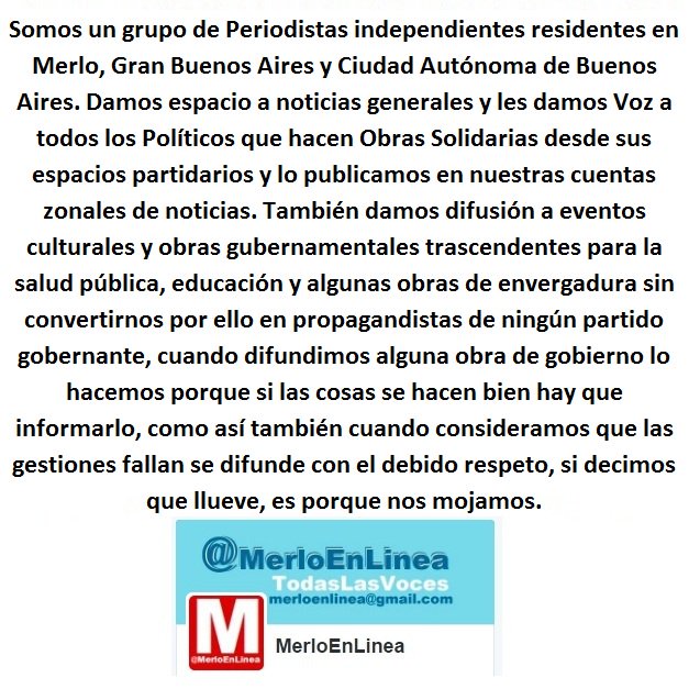 MerloEnLinea's tweet photo. Periodismo Independiente | Noticias SOLO en TWITTER | Los primeros en crear #MerloEnLinea | #TodasLasVoces https://t.co/hXgZb1uyE1