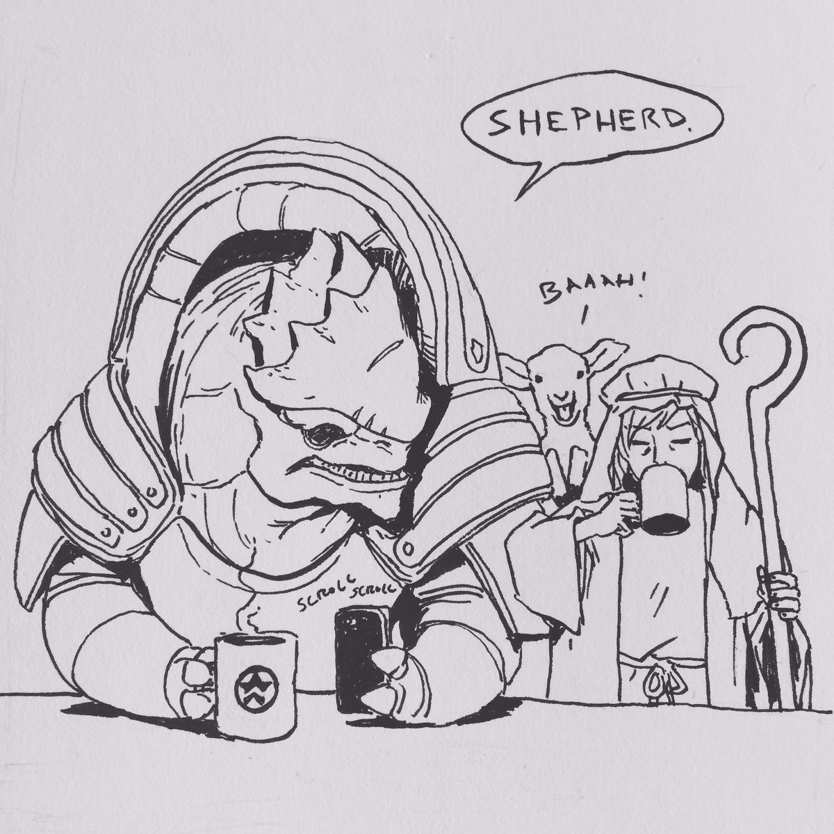 Morning coffee doodle #masseffect #coffee #doodle 