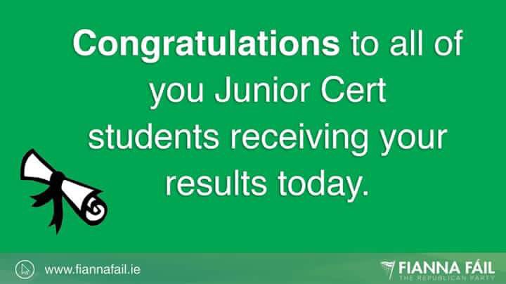 Congratulations to all junior certificate students who received their results today.