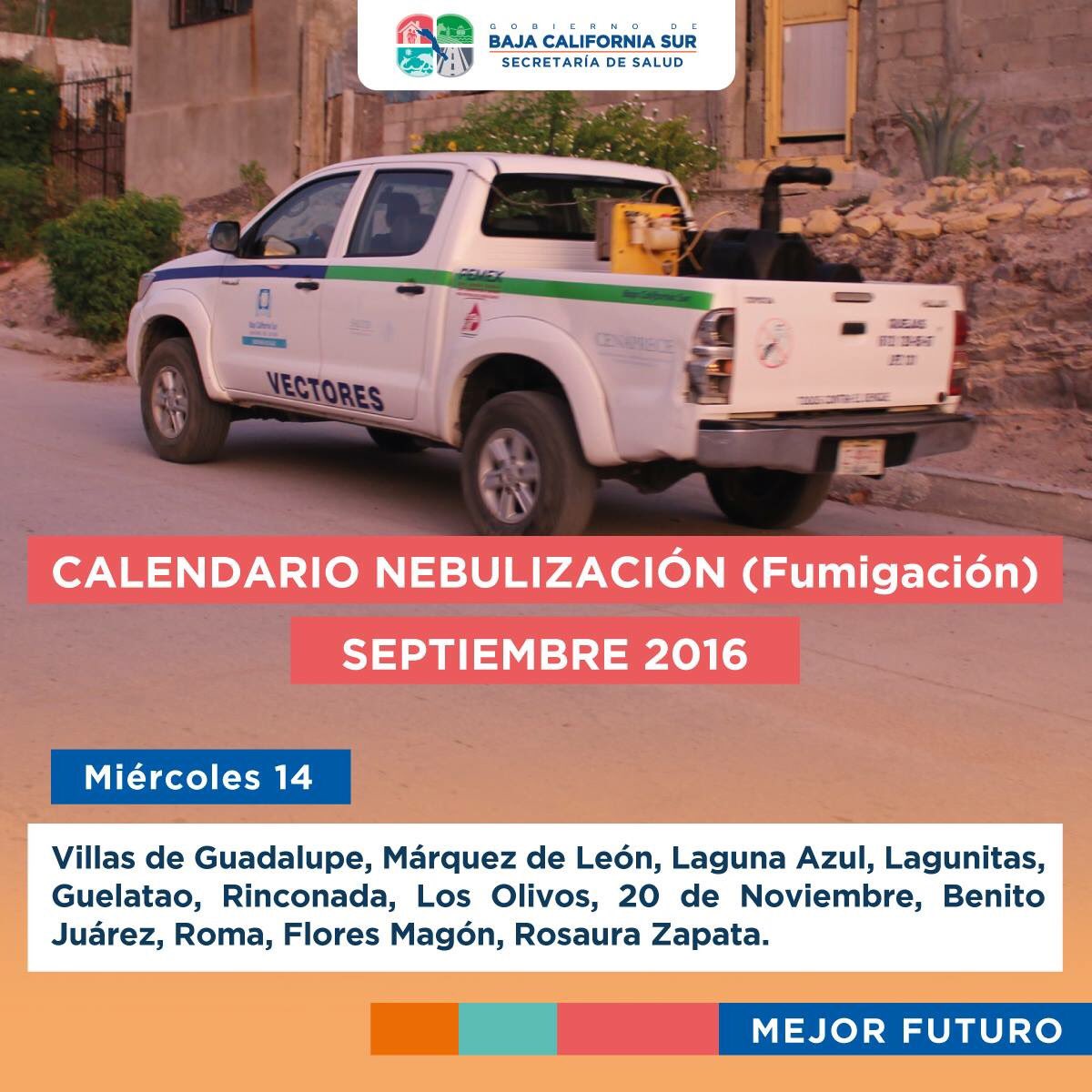 GobBCS's tweet photo. ¡Atención colonias a fumigarse! #GobiernoDeBCS #MejorFuturo https://t.co/OabfzmeyTS