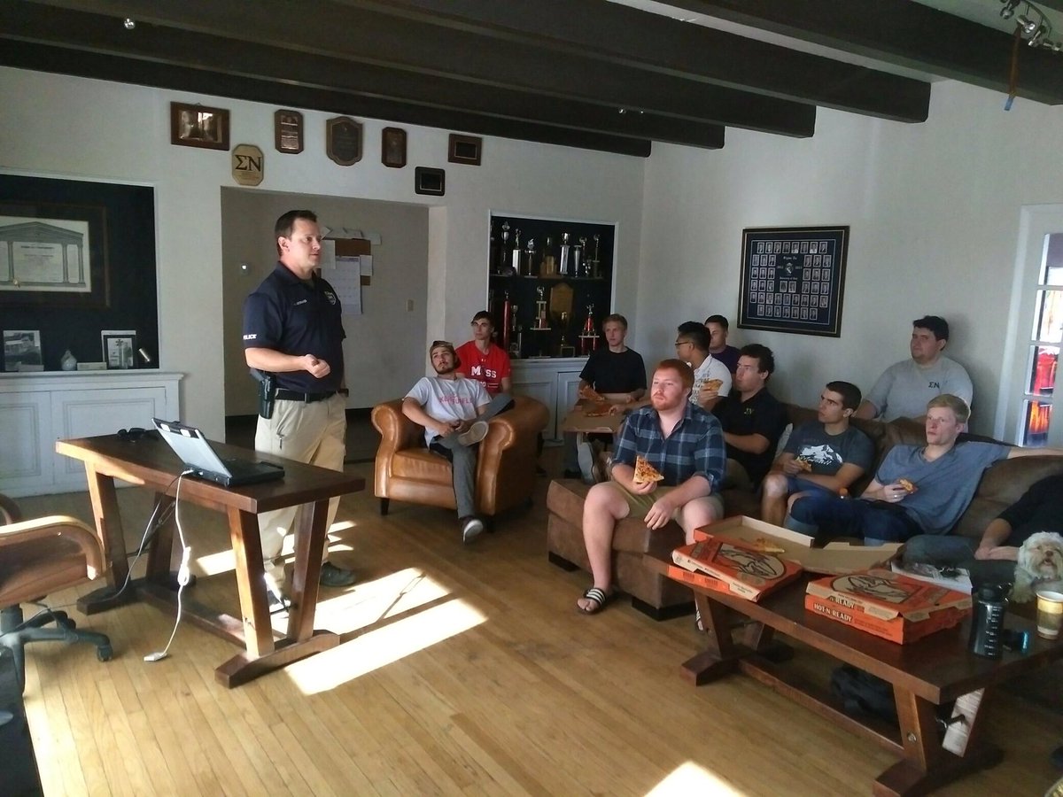 Thank you to the <a href="/slcpd/">Salt Lake City Police Department</a> and Sgt. Leonard for coming and giving a presentation on active shooters! #ΣΝ #UofU