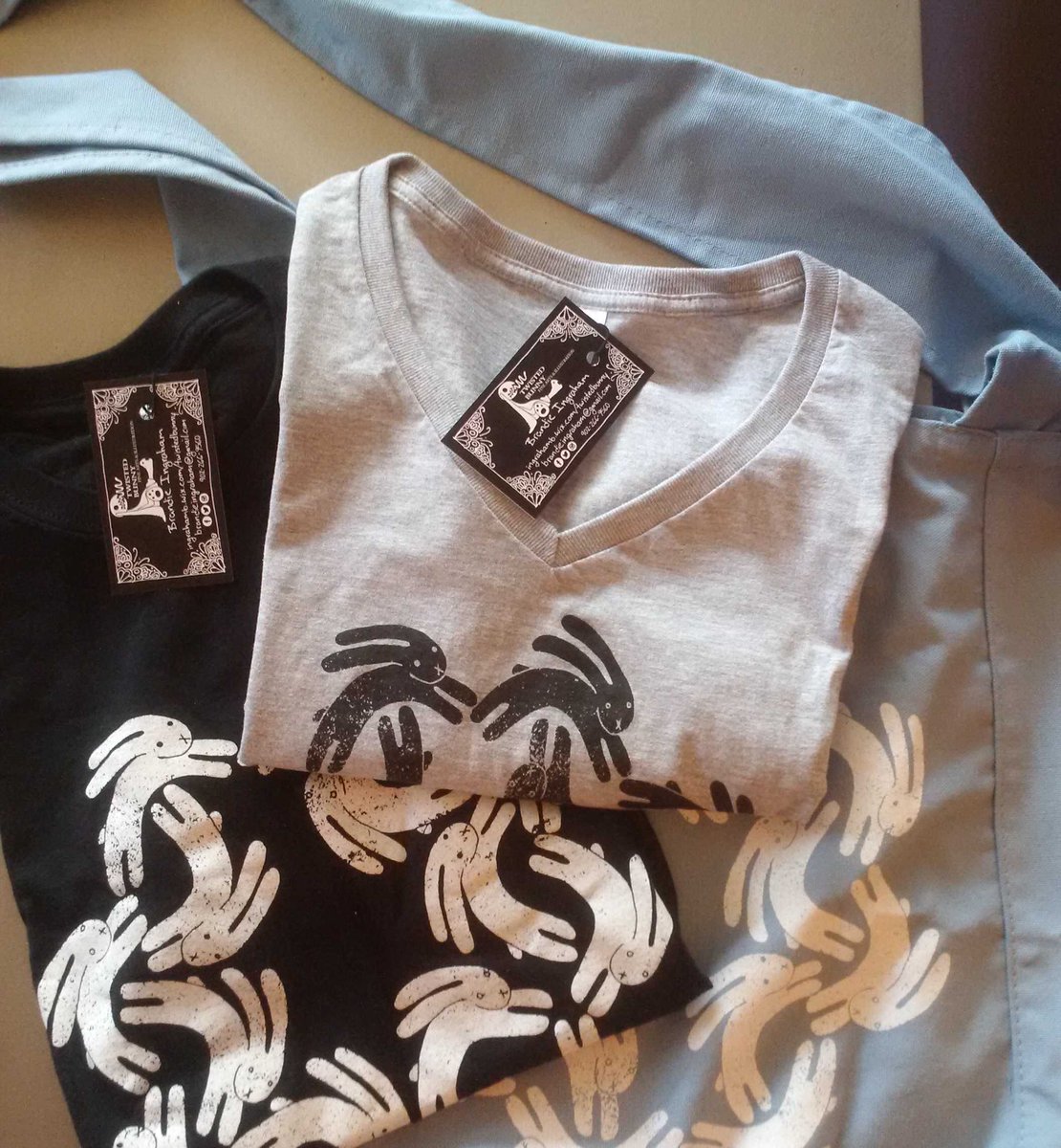 Love these #bunny tshirts &amp; tote bags by local artist <a href="/BrandieGram/">Brandie Ingraham</a>. <a href="/crystaljoyful/">crystal garrett</a>, I'm lookin' at you!