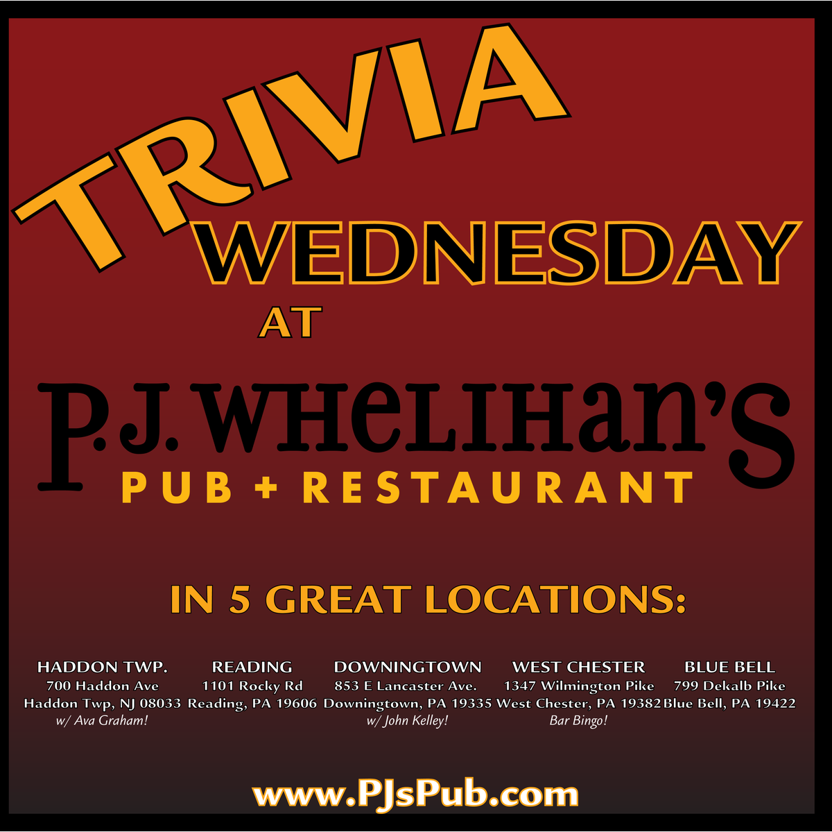 PJsPub's tweet photo. Like #Wings? Like #PubTrivia? 5 Loc. #Tonight #PJsHaddonTwp #PJsReading #PJsBlueBell #PJsDowningtown #PJsWestChester https://t.co/ubLVtzckk3