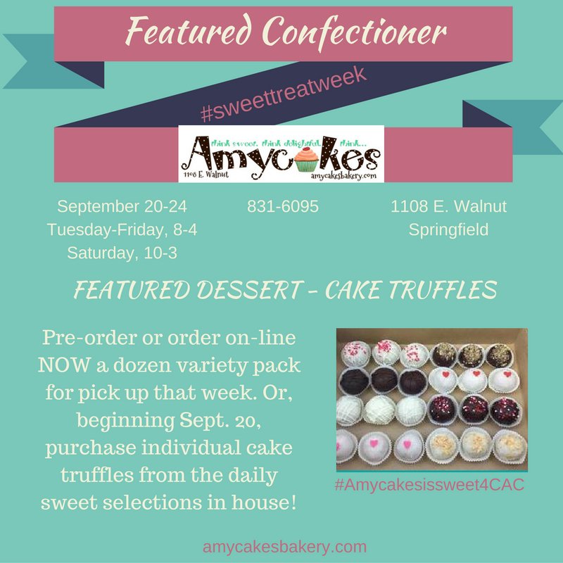 TheCACozarks's tweet photo. Stop by @amycakesbakery or pre-order variety packs of cake truffles 2 #supporttheCAC 4 #Sweettreatweek beg Mon. https://t.co/rCk4qXnSR5
