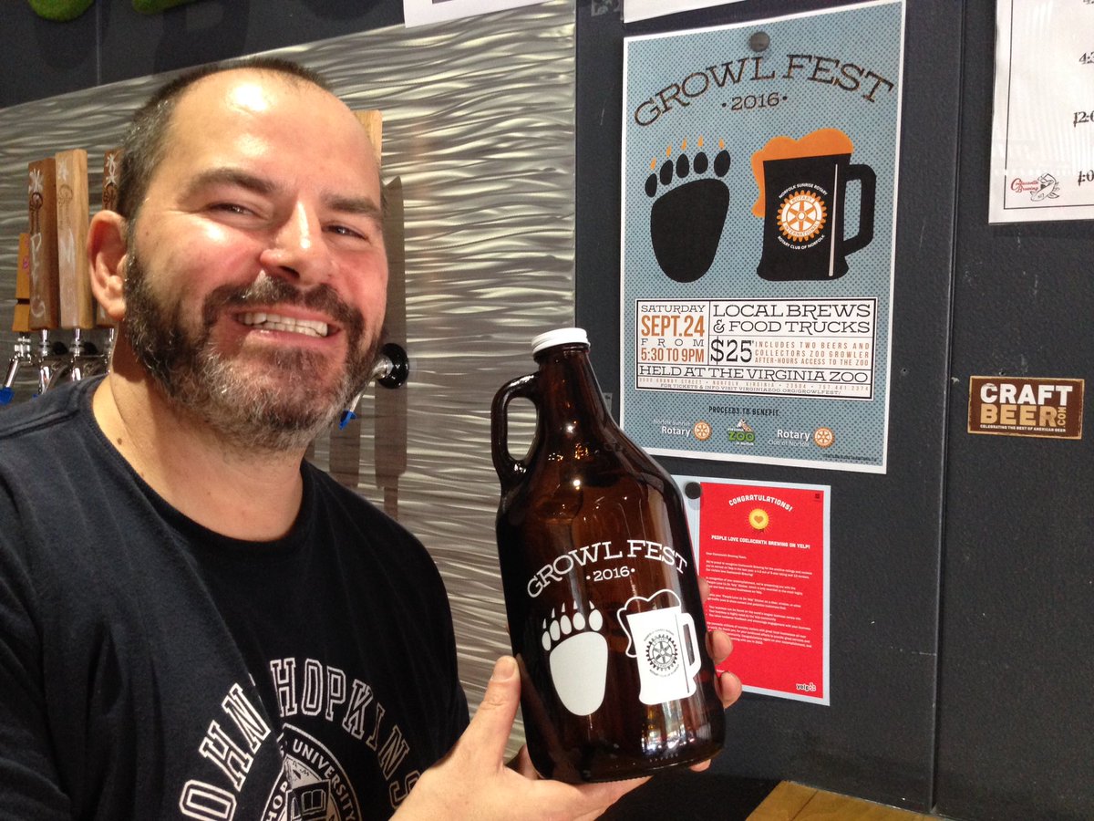 jerrycronin2000's tweet photo. Kevin @CoelacanthBrew with the @VirginiaZoo @GrowlFest swag. 10% off fills until October's end for festival growlers https://t.co/mB97rlFUED