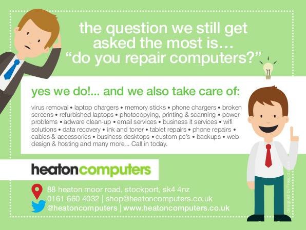 heatoncomputers's tweet photo. If you've got computer problems then we can probably help. Friendly local impartial service! #4HeatonsHour @4HTA https://t.co/oJf5rUqpjn