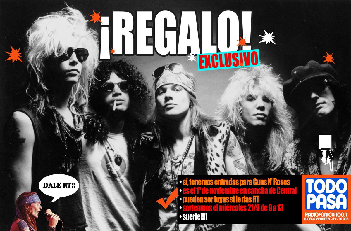 radiofonica1007's tweet image. ENTRADAS PARA GUNS N&apos; ROSES ACÁ &amp;gt;&amp;gt;&amp;gt;&amp;gt;