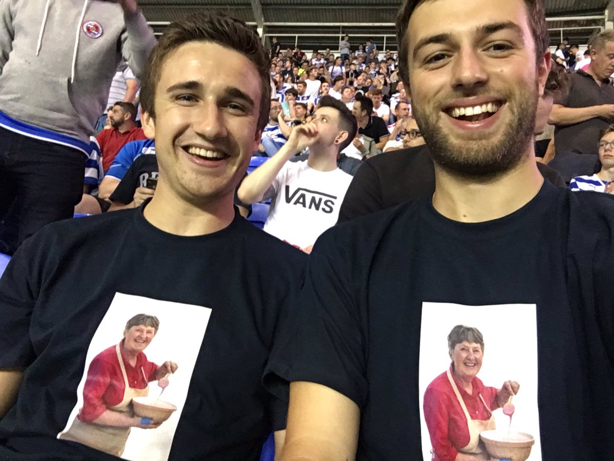 PeterBearish's tweet photo. @BritishBakeOff myself and @TheonlyBird wore our new Val shirts to the football last night. #GBBO #BatterWeek https://t.co/AuUm5zG0Vv