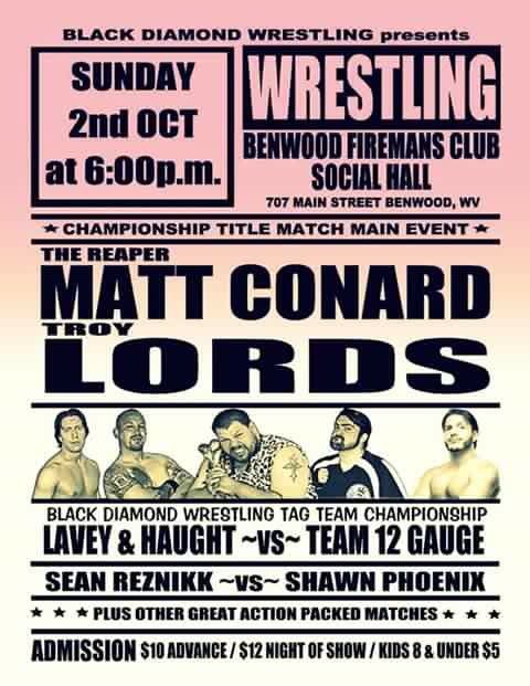 Clear those schedules. #BlackDiamondWrestling to start off your October! <a href="/BDWWrestling/">BDW Wrestling</a>