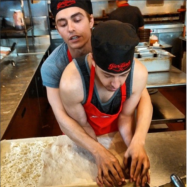 Dave Franco & Christopher Mintz-Plasse attempting to make pizza (2013)....