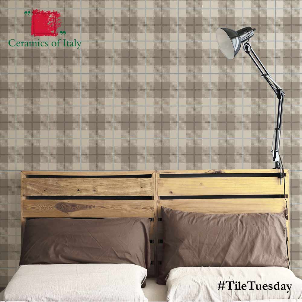 Tartan by <a href="/ornamentatiles/">John Murray</a> interprets traditional #Scottish #textiledesign. #Cersaie2016 #TileTuesday #SneakPeek