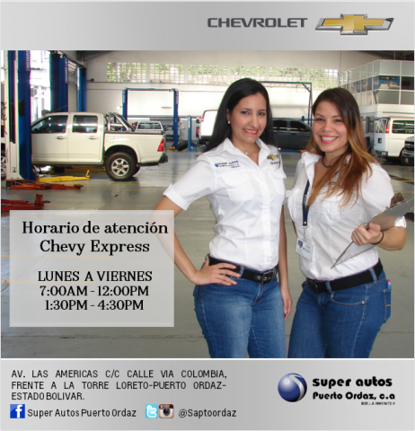 SAPtoOrdaz's tweet photo. Chevy Express te ofrece soluciones rápidas al mantenimiento de tu #Chevrolet. Visitanos! https://t.co/yOBVsN3zas