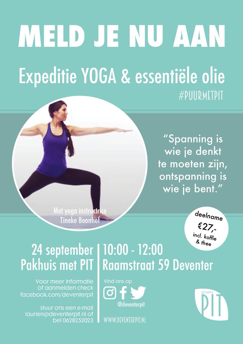 Aanmelden via Facebook event of laurien@deventerpit.nl | deventerpit.nl #PuurmetPIT #PakhuismetPIT #DeventerPIT