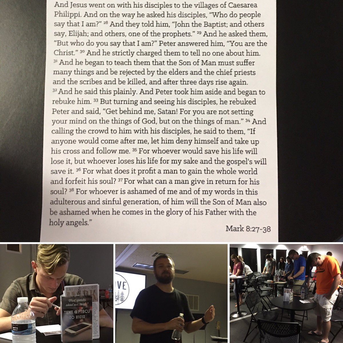Tonight, we were reminded of the identity of Jesus in Mark 8:27-38 w/ <a href="/BurmeisterPeter/">Peter Burmeister</a> #biblestudy #ptbclife