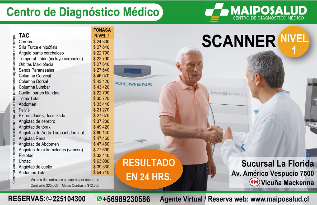 Maiposalud's tweet photo. Solicite su examen de Scanner y sus Resultados.estarán en 24 Horas.
Agende su hora al 225104300
#scanner #24horas https://t.co/BWpiDpY8Mk