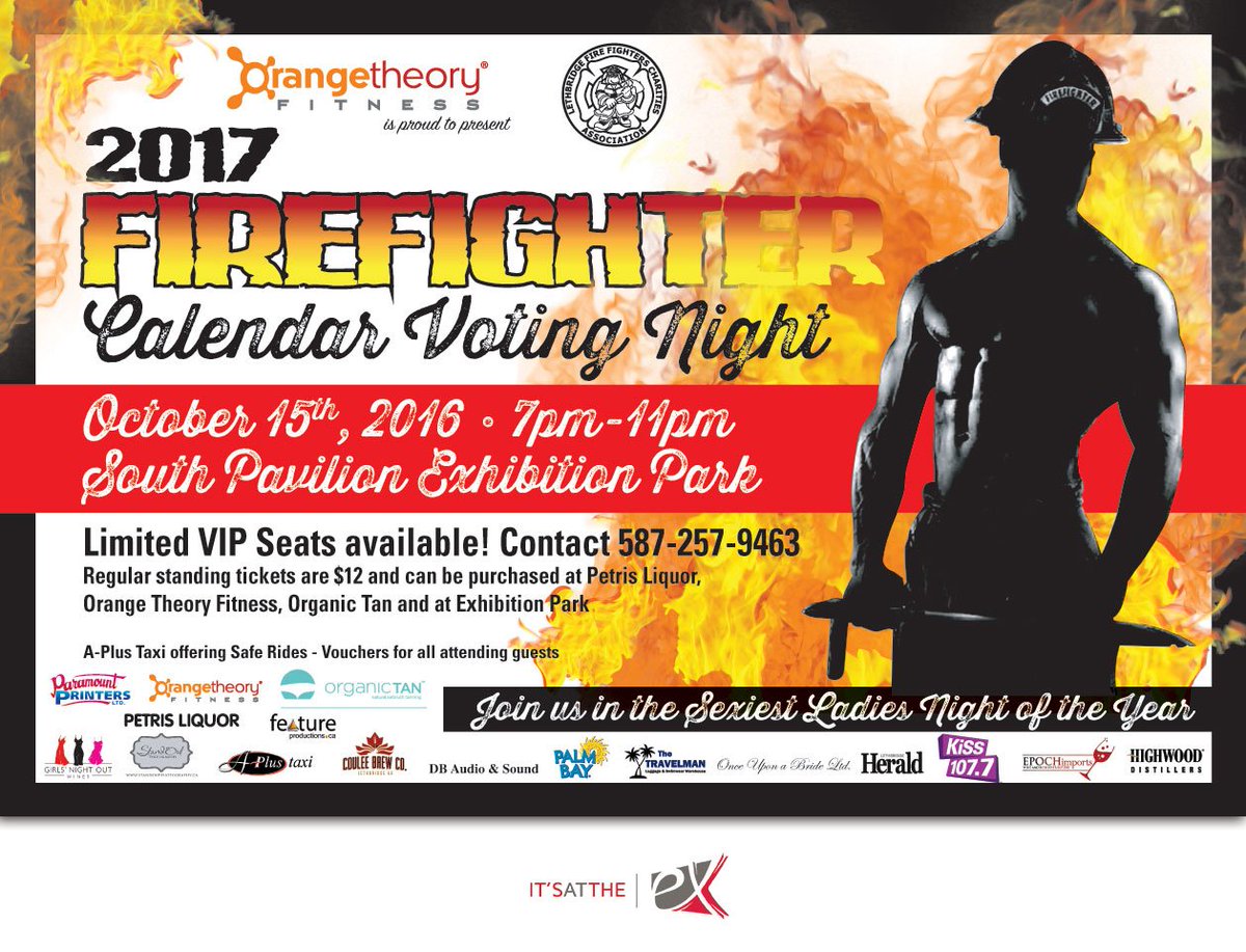 ExciteLeth's tweet photo. 2017 Firefighter Calendar Voting Night OCT 15 | 7-11pm | #yql #lethbridge #ItsAtTheEX @OTLethbridge @OTheoryFitness https://t.co/qwmEJwOgAf