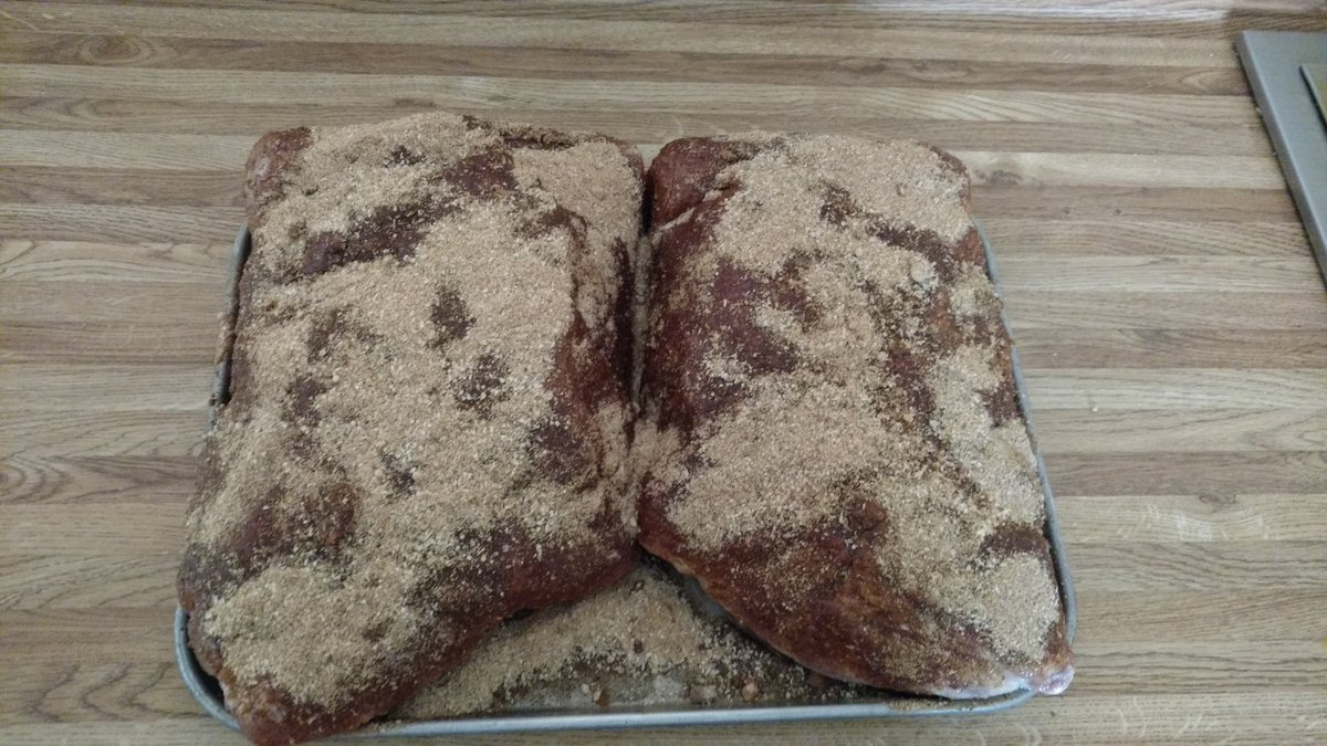 bill_mynatt's tweet image. @kennycobble42 Rub applied, back in to the fridge for 20 hours before the slow smoke begins. #ItIsAProcess