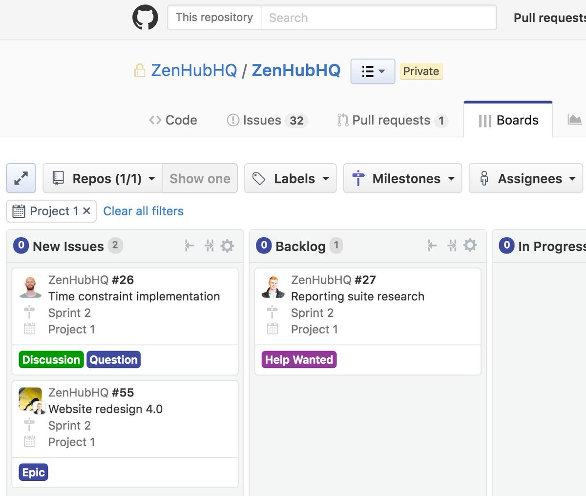 ZenhubHQ's tweet image. Previewing our integration with #GitHubProjects: goo.gl/9vw9dR  #GitHubUniverse