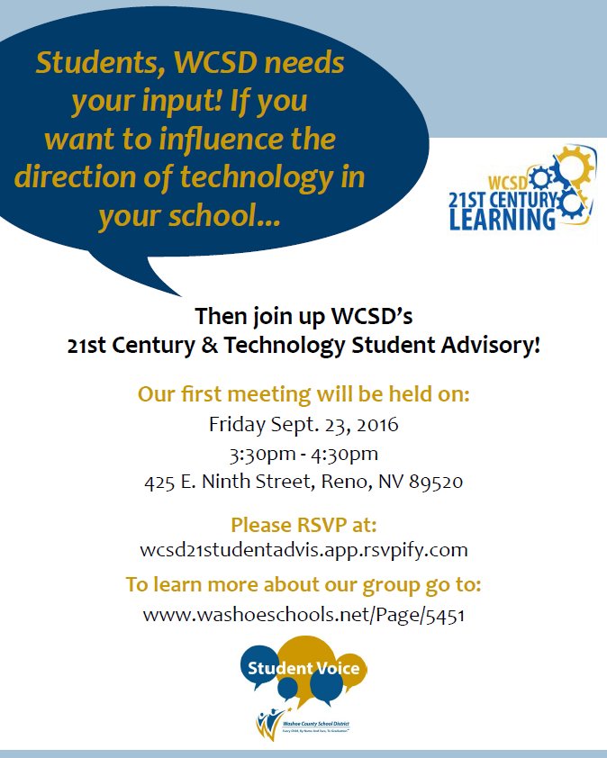 Watchout @WCSD21 &amp; <a href="/SVofWCSD/">StudentVoiceofWCSD</a> r partnering to support student voice thru a new 21st Century &amp; Tech Student Advisory!!