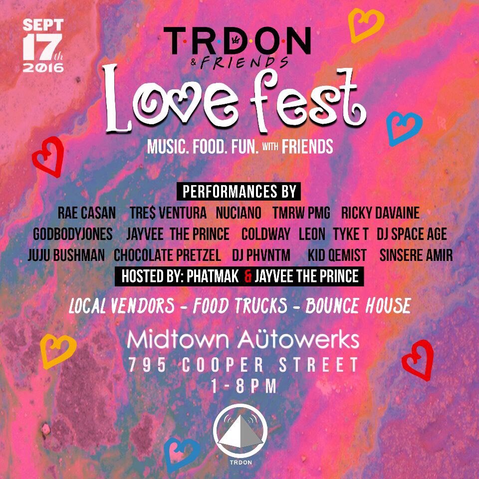 TRDONLOVESYOU's tweet photo. TRDON &amp; Friends #LoveFest Saturday @ #CooperYoungfest. Hosted by @jayveetheprince &amp; @pharoahphatmak |1-8pm | https://t.co/R7e3rw9Qlq