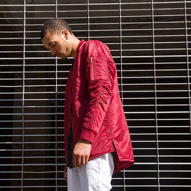 KWSource's tweet image. IG | jaywalkerclothing: #collectiontwo #october Burgundy Rouched Split Hem #bomberjacket #dtla