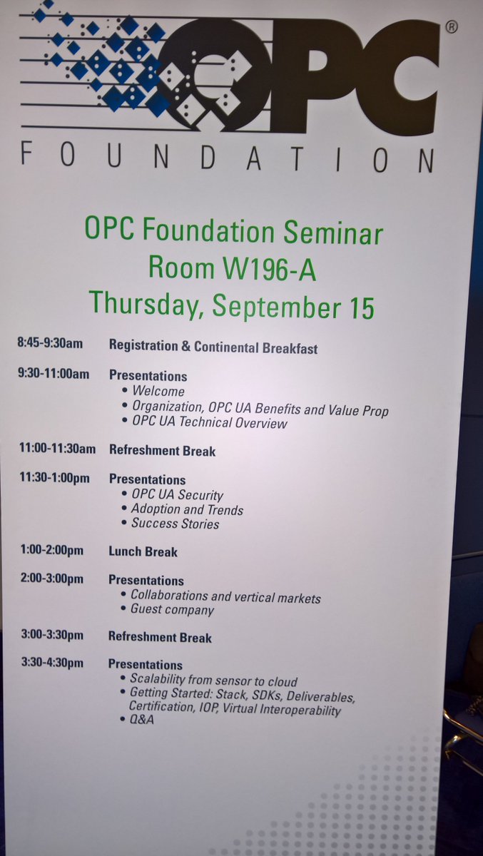 OPCFoundation's tweet photo. Be prepared for #opcf seminar during #IMTS2016 https://t.co/guU0aasNA9