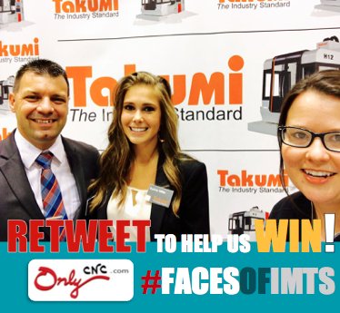 OnlyCNC's tweet photo. Awesome seeing @takumi_usa (S8420) at #IMTS! Help them win #FacesOfIMTS with a RETWEET by Sept 22! #VisitMeOnlyCNC https://t.co/O3kyhpBSp3