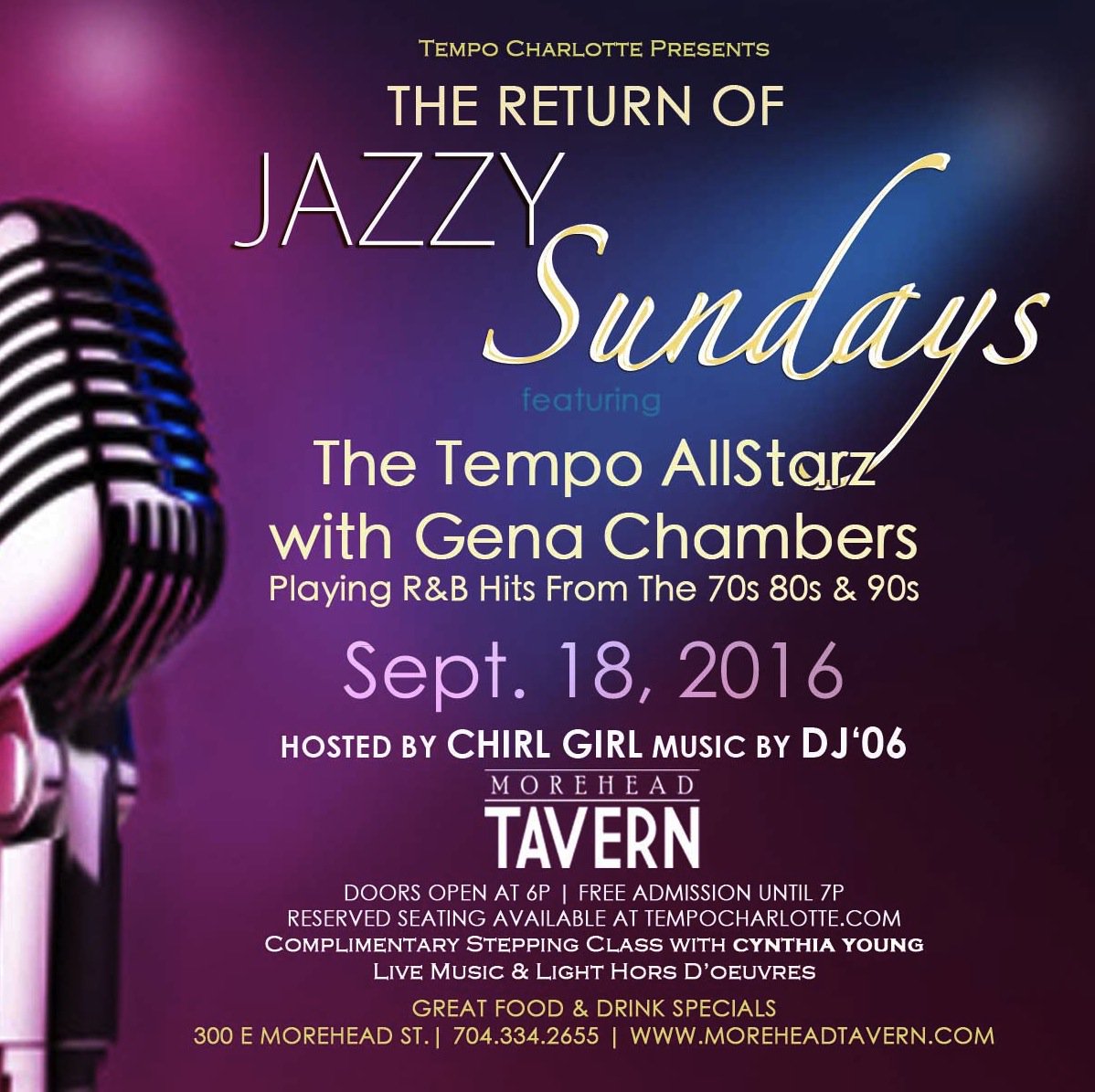Honored to host #JazzySundays again this week w/ <a href="/ChirlGirl/">Chirl Girl</a> Gena Chambers <a href="/DJ06NCHARLOTTE/">DJ06NCHARLOTTENC</a> + more this Sunday!