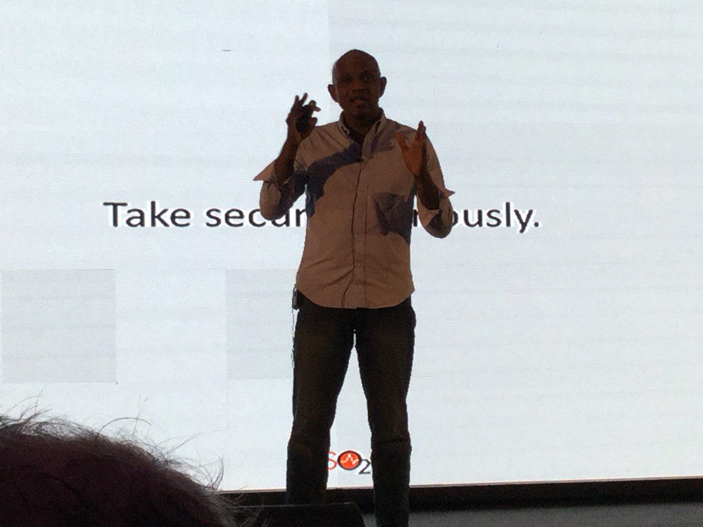phil_cantor's tweet photo. "If you've not been hacked yet, you're not cool enough or popular enough". @sanjay #i_GTB #cioconfluence https://t.co/lJzKgPjIQw