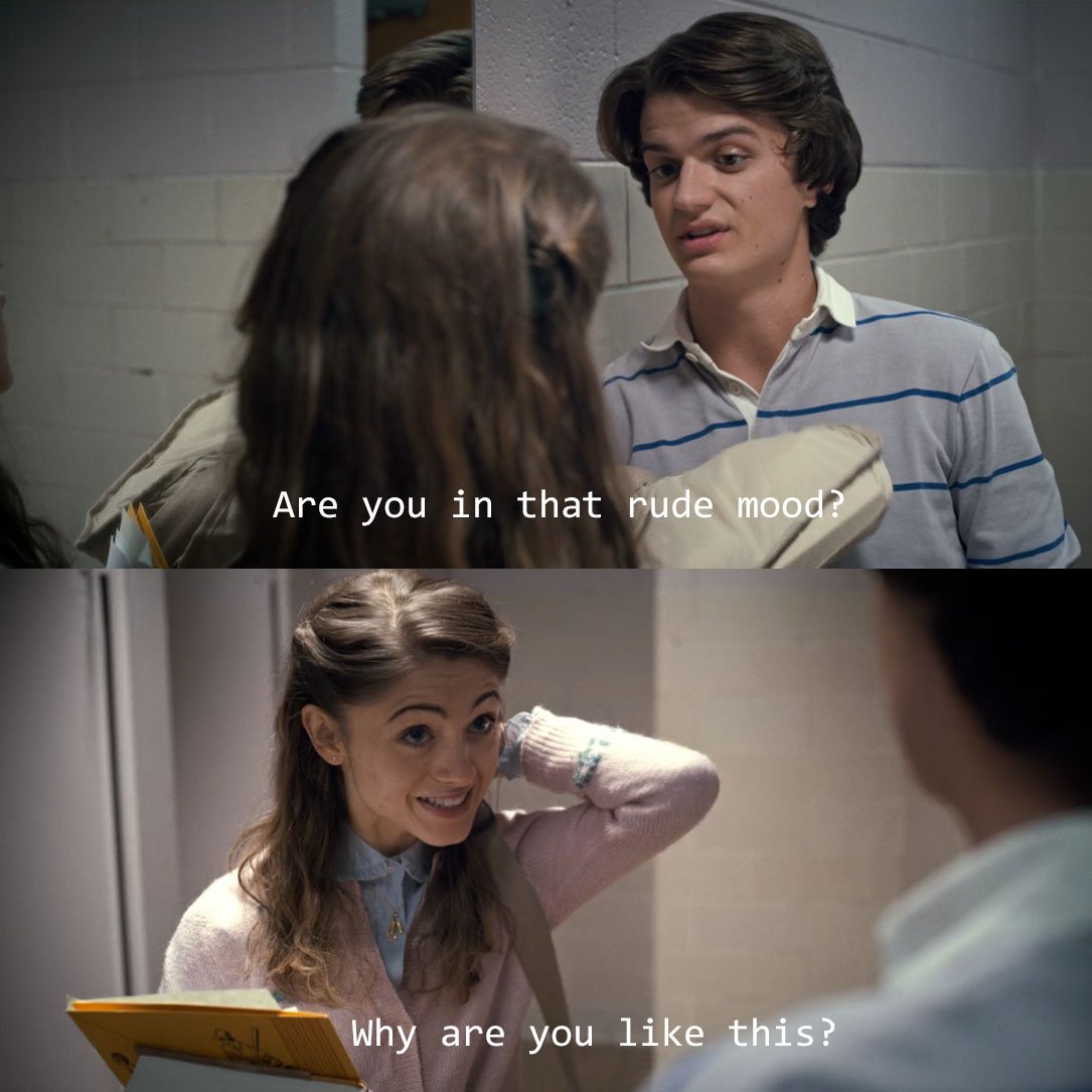 memes_stranger's tweet photo. #StrangerParks #SteveRalphio @joe_keery @NataliaDyer @rejectedjokes https://t.co/2ZK2NJzFEz