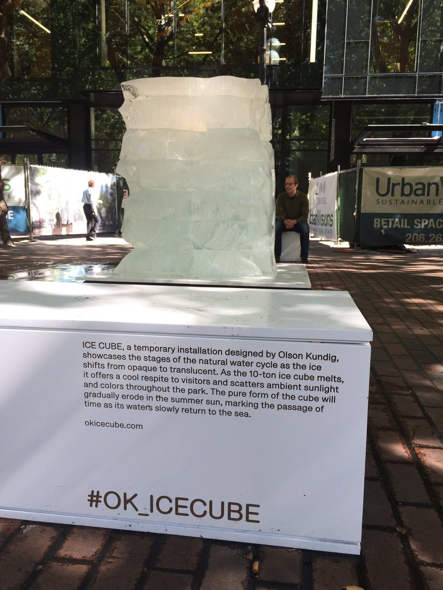 TPunke's tweet photo. Another great day to be #WYinSeattle. Lunch at @GabaSushi and this cool #ok_icecube in front of our building. https://t.co/9wt1h44wLt