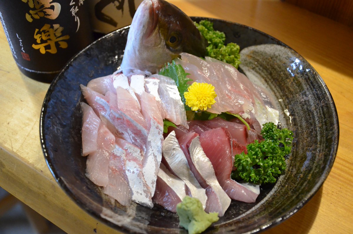The Diningyosa 八右衛門 در توییتر ヒラマサ 天然カンパチ ピンクカツオ の三種お刺身盛り合わせ O 八右衛門 而今 多気町 伊勢志摩サミット 魚のうまい店 三重県 市川海老蔵 寫樂 新政