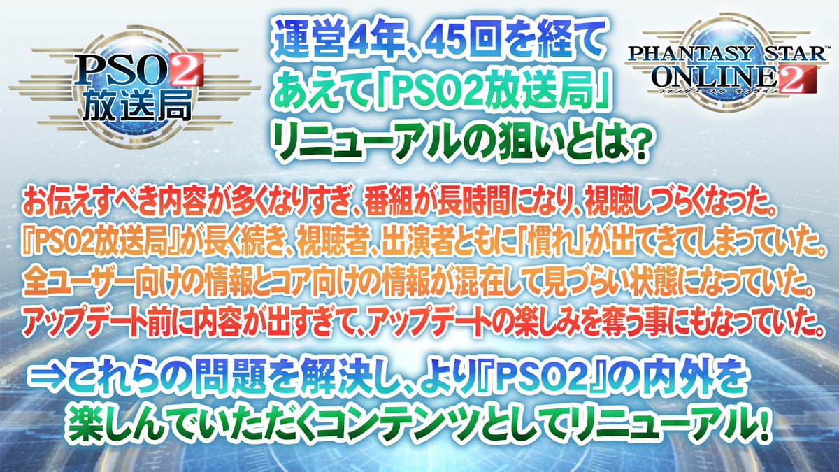 「PSO2放送局」いくつかの問題点