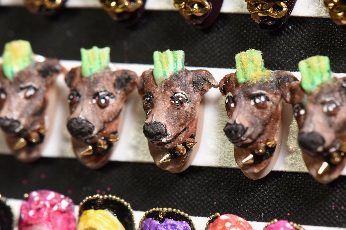 LeAuraLuciano's tweet photo. Haute dogs spotted on nails at #Libertine S/S 2017 show hand made by @CNDWorld #libitup #nyfw https://t.co/IrZeHmByE3