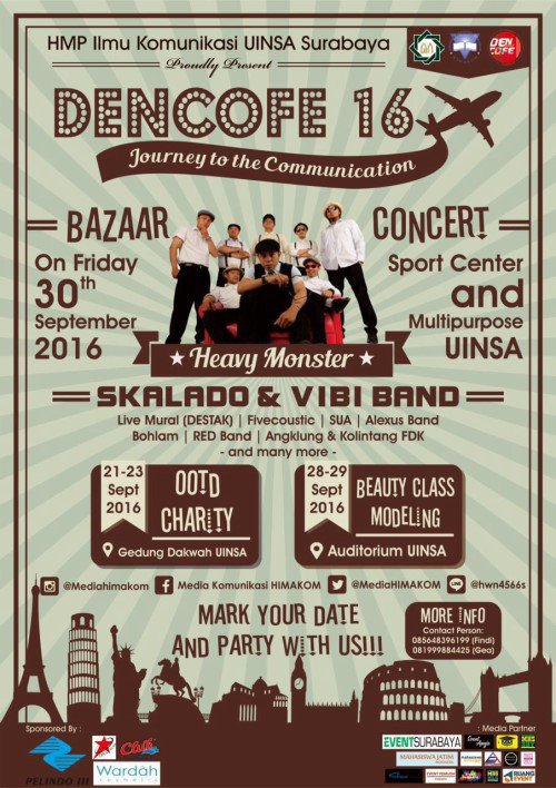#Dencofe16 w/ <a href="/heavymonsterska/">HEAVY MONSTER</a> etc | 21-30 September | at UIN Sunan Ampel -- info : <a href="/MediaHimakom/">Media Himakom</a>