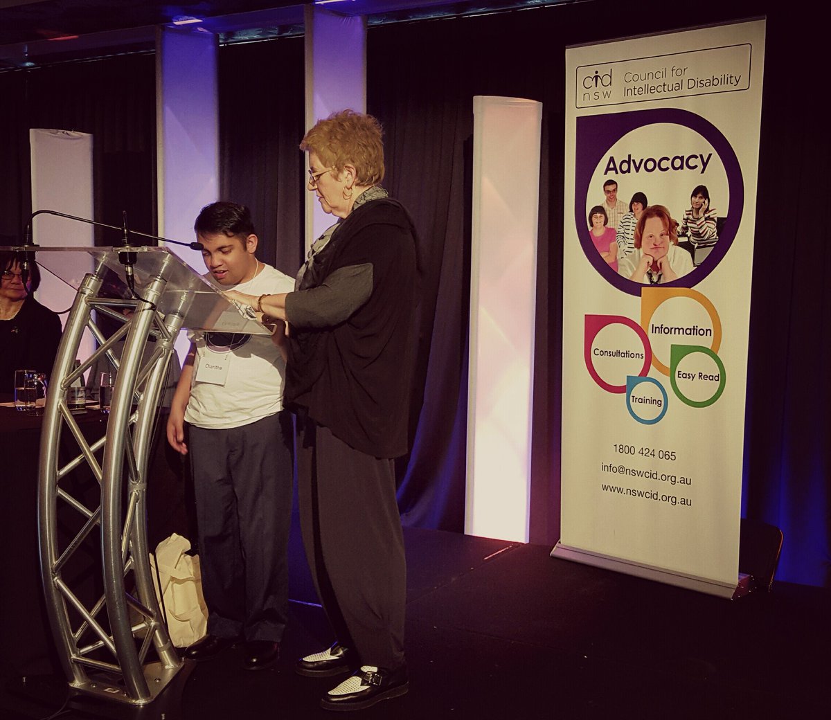ThomCalma's tweet photo. Char and Mary did an awesome talk on @rainbowbridgesocialclub at the CID Confrerence! #mcmnsw @FRANS_Inc #CIDConf16 https://t.co/4LMYT7pBZl