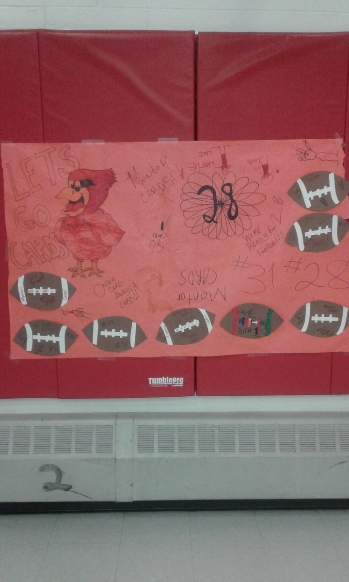 tealamitchell's tweet photo. Garfield says Good Luck to all the Mentor Cardinals today!!!! @MentorWeCare @mentorMMSsports @MentorRedline https://t.co/AqI9BeHzBg