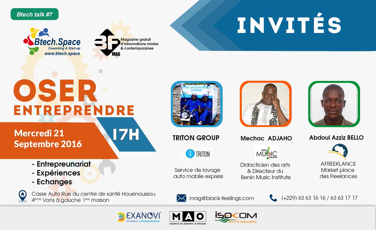 BFeelingsMag's tweet photo. #BtechTalk #7 #TritonGroup @tritongroupnet #MechacAdjaho @afreeklance #AbdoulAzzizBello #BtechSpace #team229 #Benin https://t.co/EQSDwofcjT
