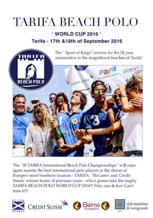 tarifaactiva's tweet photo. 17-18 de septiembre en la playa de Los Lances #Tarifa, 3a. edición del Torneo de Beach Polo frente a #Carbonestarifa https://t.co/HeN5IZ7Atm