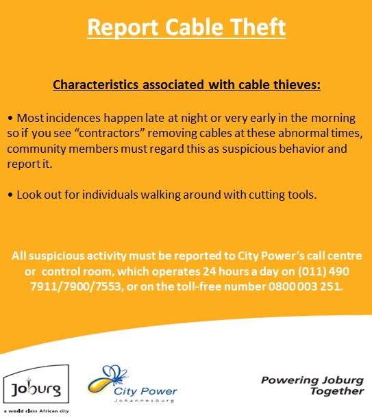 CityPowerJhb's tweet image. 2.Characteristics associated with cable thieves: #StopCableTheft