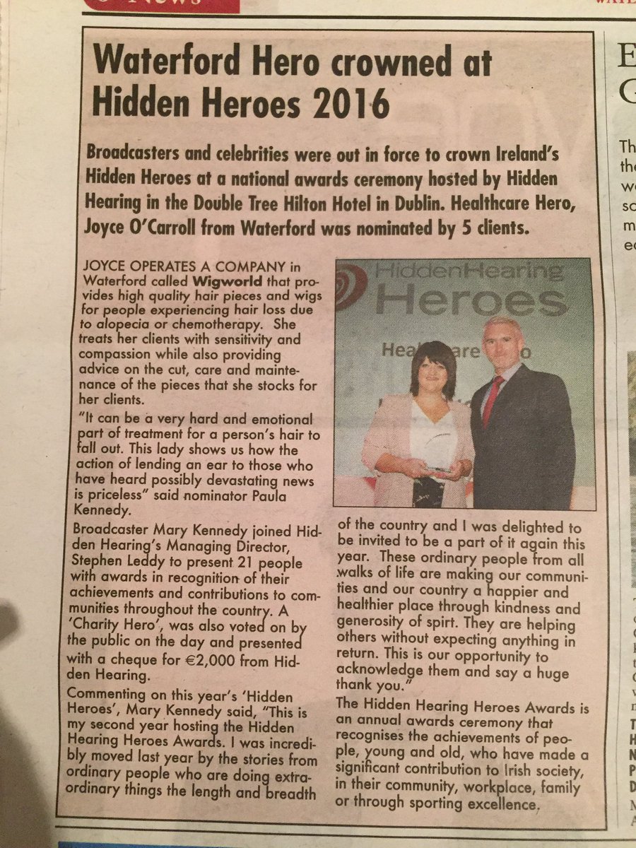 joyceocarroll's tweet photo. Thank you @waterfordtoday read about my recent award  @HiddenHearing Ireland in this weeks issue #waterford https://t.co/RT2vFspExR
