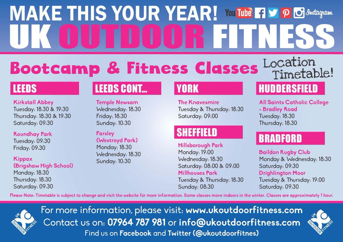 UKOutdoorFitnes's tweet photo. Thursday classes!! #Kirkstall, #Kippax, #Knavesmire, #MillhousesPark, #AllSaints &amp; #Drigh https://t.co/3OefCGeoV4
