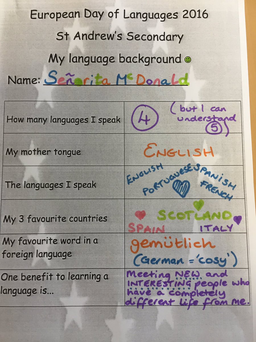 StAndrewsML's tweet photo. S1 look for these in school and maybe win a prize for European Days of Languages see ML teachers #whylanguagesmatter https://t.co/vPaDEKuZ6w