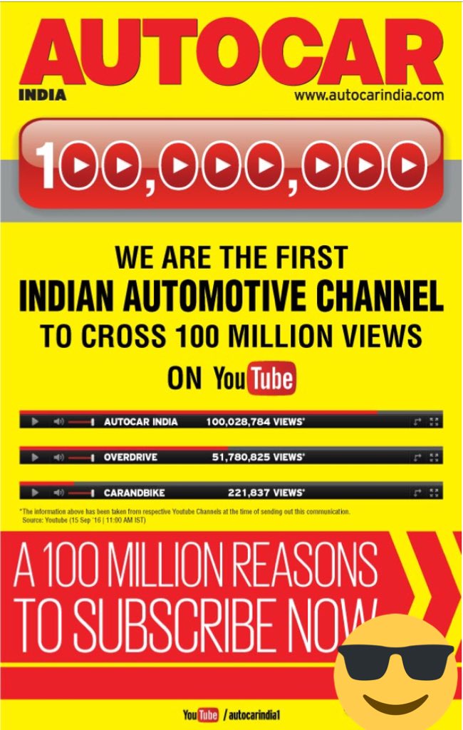 PowerDrift's tweet photo. Congratulations @autocarindiamag for 100Mn views on YouTube. @odmag and @carandbike ☕️ https://t.co/CUueqLMOHk