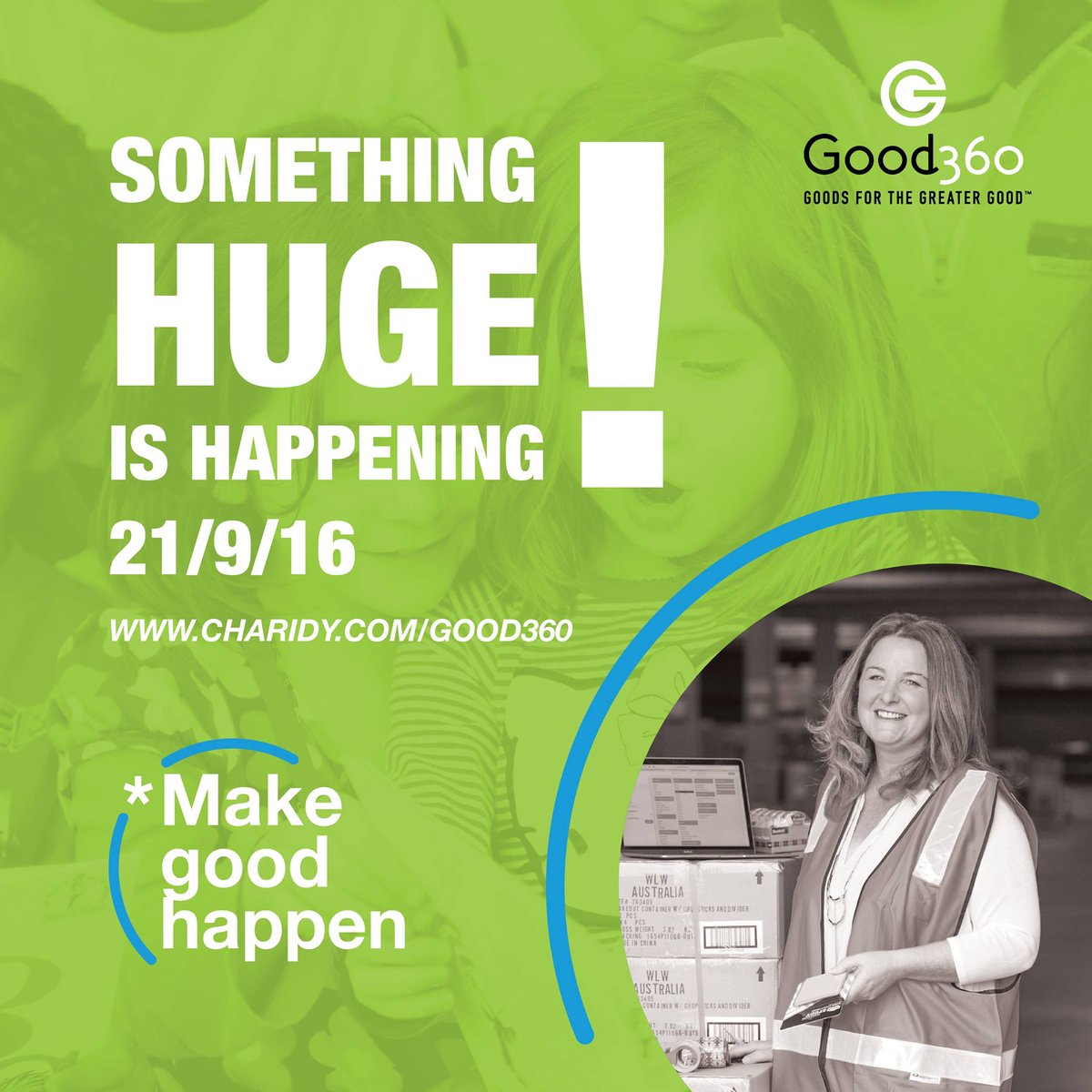 good360au's tweet photo. Something HUGE is happening @good360aus #makegoodhappen $100k in 24hours - 21st September https://t.co/7PBrYmuUZi https://t.co/P6yAGZ6VA6