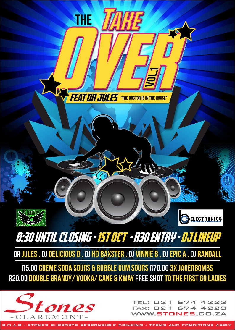 <a href="/H2DBeatbreakers/">H2D Beatbreakers</a> <a href="/stonesclaremont/">Stones Claremont</a> <a href="/ClubbinginCT/">ClubbinginCapeTown</a> <a href="/CPTatNight/">Cape Town at Night</a> <a href="/GoodHopeFM/">Good Hope FM</a> <a href="/djdrjules/">Dr Jules</a> <a href="/Partyincapetown/">Capetown-events</a> <a href="/CapeCalendar/">Cape Town Events</a>