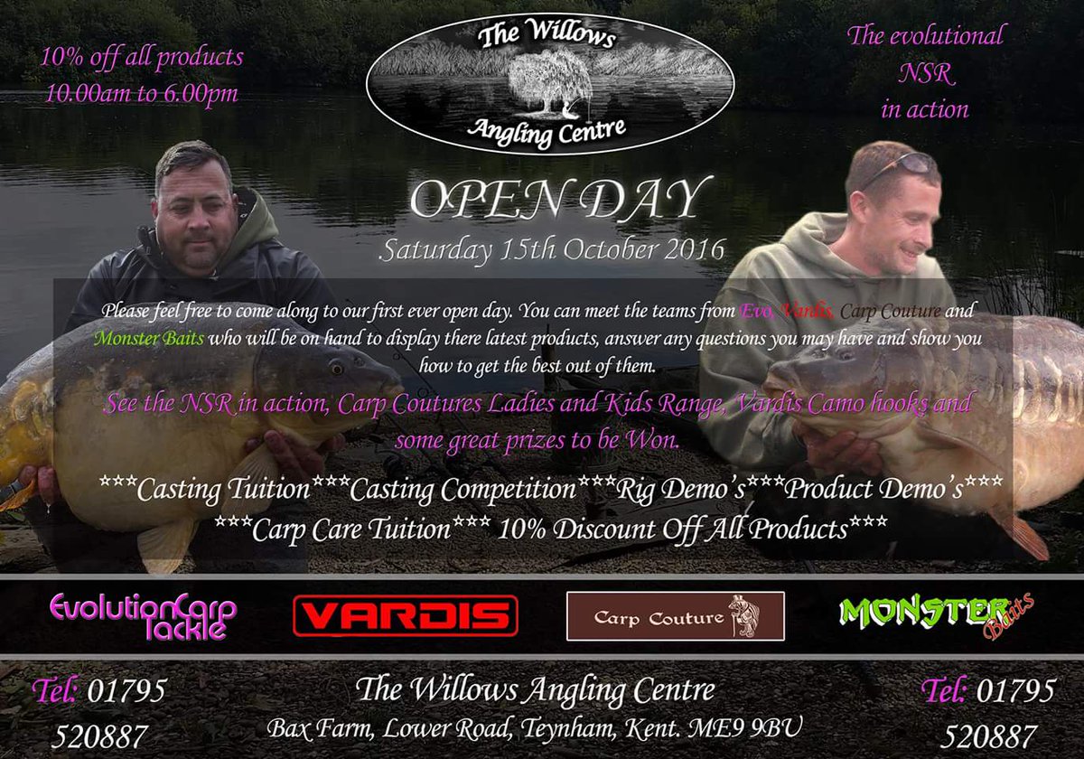 EvoCarpTackle's tweet photo. We will be attending Willows Angling Center for an open weekend at their on site tackle shop &amp; fishing lakes #Evolve https://t.co/unaheuwfH6